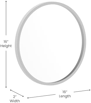 Flash Furniture Julianne Large Round Wall Mirror - Silver Circle 16 Inch
