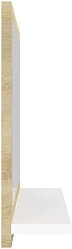 Wall Mounted Bathroom Mirror with Shelf White and Sonoma Oak 1