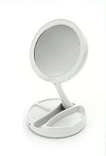 White Lighted Makeup Mirror with Storage Wall Mount