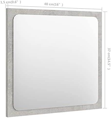 ZQQLVOO Acrylic Mirror Concrete Gray 157x146 Wall Mount