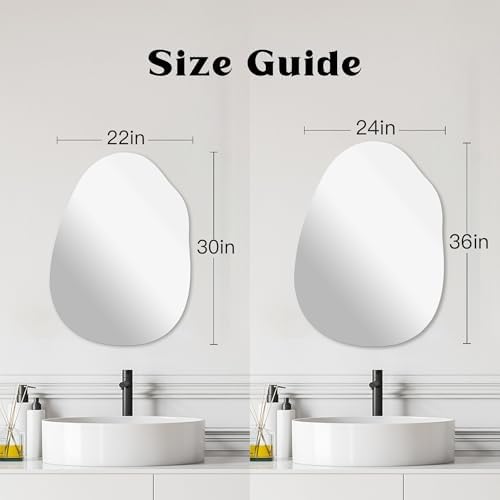 Irregular Frameless Bathroom Mirror 22x30 Inch Asymmetrical Wall Mirror