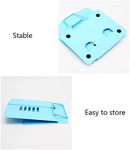 Yuidaaavzz Adjustable Metal Book Stand for Reading 8x7x8 Inch Blue