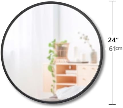 ZENY 24 Inch Round Wall Mirror with Black Frame 1