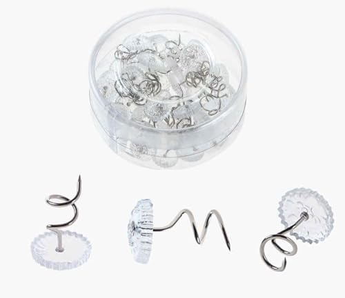 50 Pack White Twist Pins with Clear Heads
