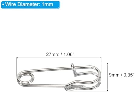 MECCANIXITY Safety Pins 106 Inch Large Metal Silver Tone 20Pcs