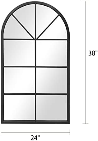 ZMYCZ Wall Mounted Mirror Arched Bathroom Mirror Black 38x24 Inches