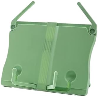 Adjustable Foldable Cookbook Stand with Page Clips - Green