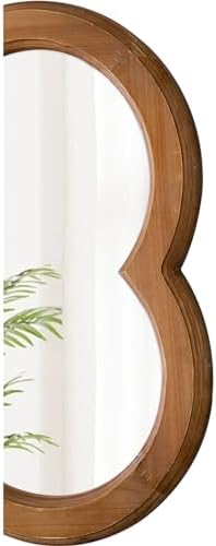 Sintosin Farmhouse Scalloped Wood Frame Mirror 20 Inch