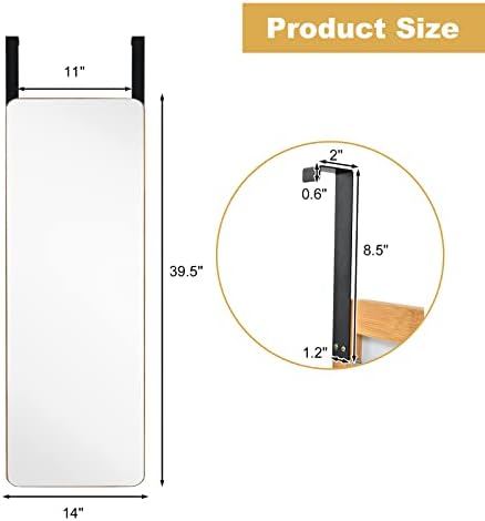 Tangkula 395 x 14 Rectangle Mirror with Bamboo Frame