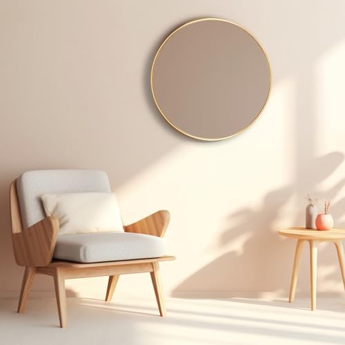 24 Inch Gold Round Wall Mirror with Metal Frame