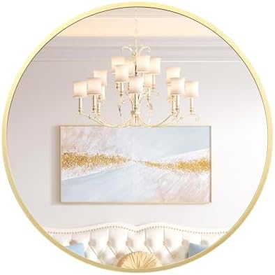 Modern 30 Inch Round Mirror with Durable Metal Frame