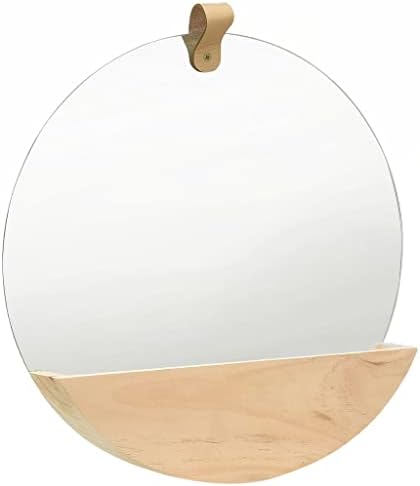 Wall Mirror with Storage Compartment 138 Round Pinewood Design