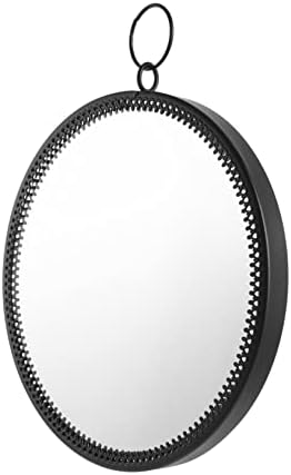 WESIEVYA Round Black Hanging Wall Mirror