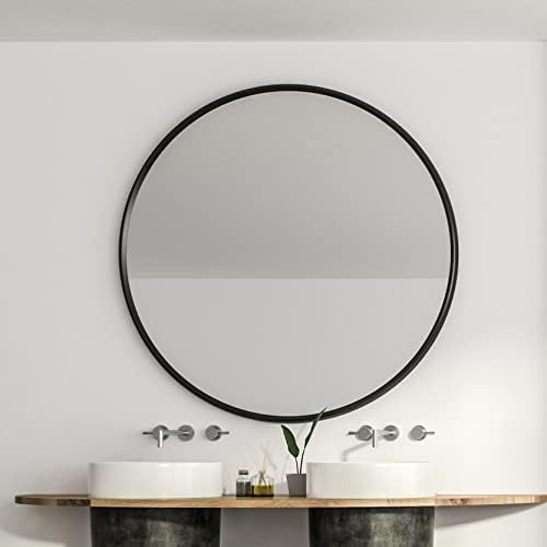Itrue 30 Inch Round Black Bathroom Mirror with Metal Frame