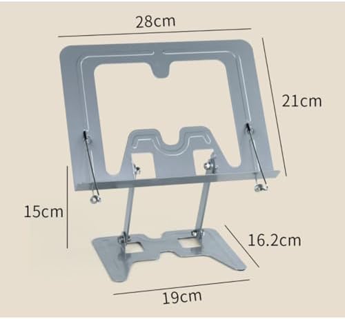 Adjustable Cookbook Holder with Foldable Stand for Cookbooks and Tablets Blue