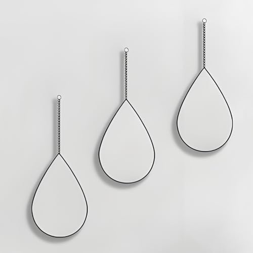 Teardrop Shape Framed Hanging Mirror Gold