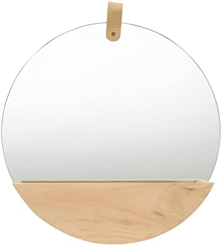 Wall Mirror with Storage Compartment 138 Round Pinewood Design