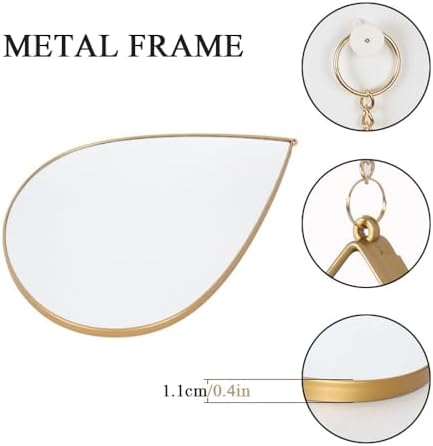 Teardrop Shape Framed Hanging Mirror Gold