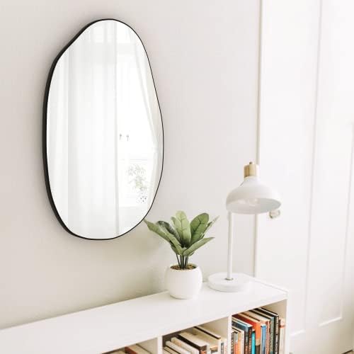 CONGUILIAO Irregular Wall Mirror 335 x 205 Black Wood Frame Modern Decor