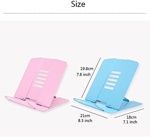Yuidaaavzz Adjustable Metal Book Stand for Reading 8x7x8 Inch Blue