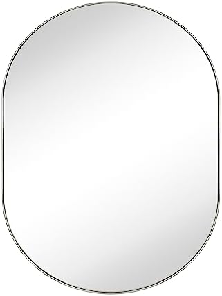 TEHOME Brushed Nickel Oval Mirror 30x40 Inch