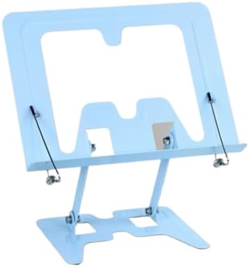 Adjustable Cookbook Holder with Foldable Stand for Cookbooks and Tablets Blue