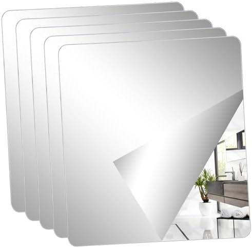 4 Pack Self Adhesive Mirror Tiles Black 20x20cm for Wall Decor
