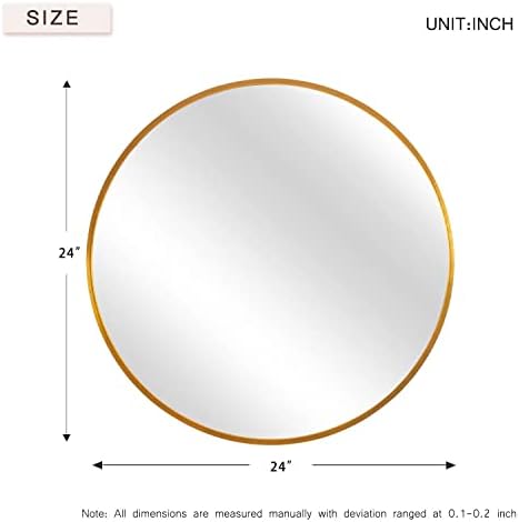 NeuType 24 Inch Round Wall Mirror with Aluminum Frame