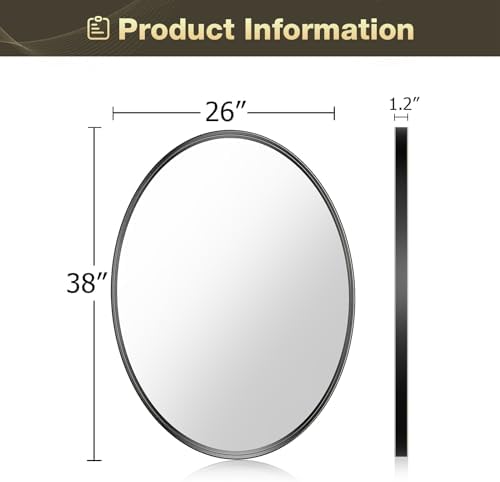Brightify Black Oval 26x38 Inch Wall Mirror