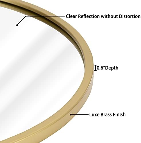 EMAISON 30 Inch Round Gold Mirror Wall Mount