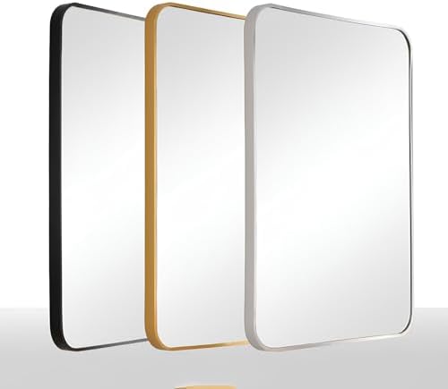 TZUFA Modern Rectangle Wall Mirror 40x60cm Silver