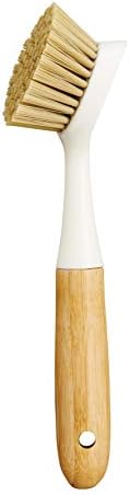 HIC Kitchen Dish Scrubbing Brush Bamboo with Non-Scratch Bristles