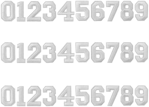 30PCS Embroidery Applique Patches - White 0-9 Iron On Numbers