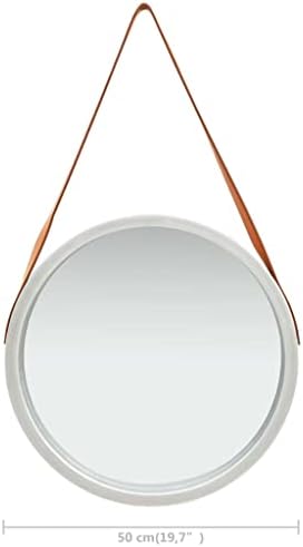 Retro Silver Round Wall Mirror with Strap