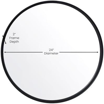 Merrick Lane Monaco Round Accent Mirror - 24 Black Metal Frame