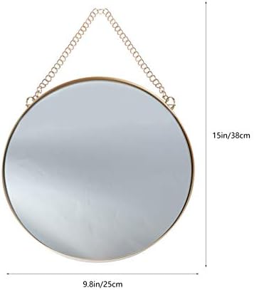 Veemoon Wall Hanging Round Mirror 10x15 Gold Frame with Chain for Home Decor