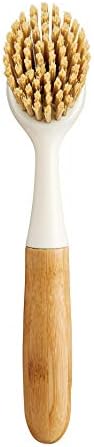 HIC Kitchen Dish Scrubbing Brush Bamboo with Non-Scratch Bristles