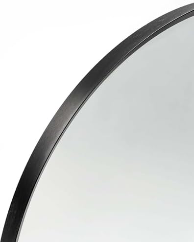 24x36 Inch Arched Wall Mirror with Metal Frame - Black