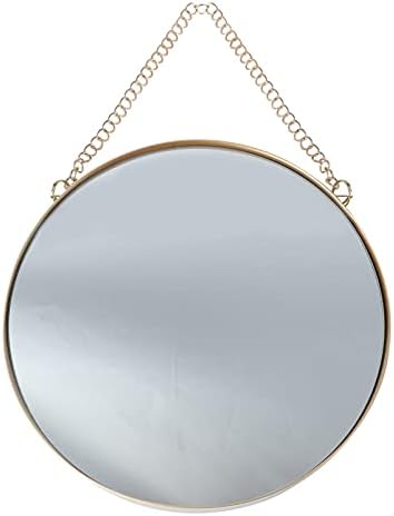 Veemoon Wall Hanging Round Mirror 10x15 Gold Frame with Chain for Home Decor