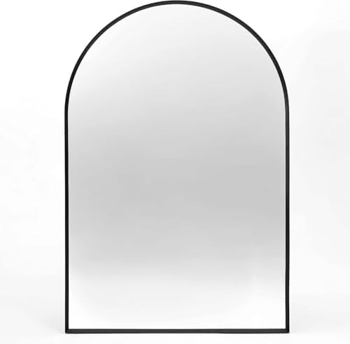 24x36 Inch Arched Wall Mirror with Metal Frame - Black