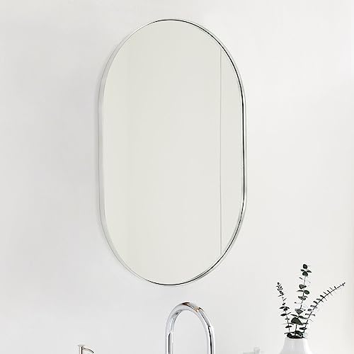 TEHOME Brushed Nickel Oval Mirror 30x40 Inch