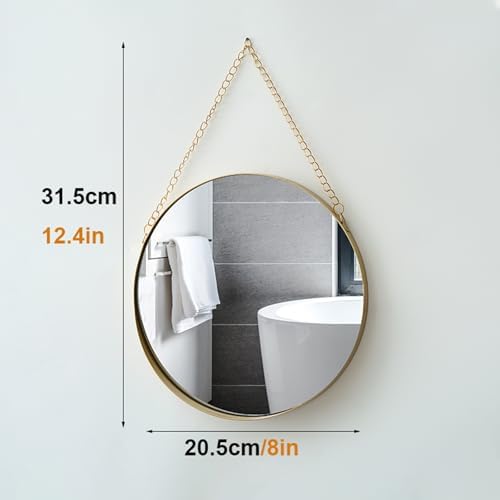 NOIRDA Small Hanging Circle Mirror with Chain