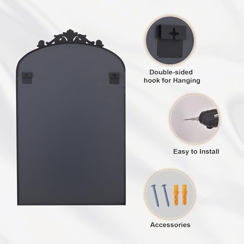 XRAMFY 30x20 Inch Arched Vintage Black Mirror