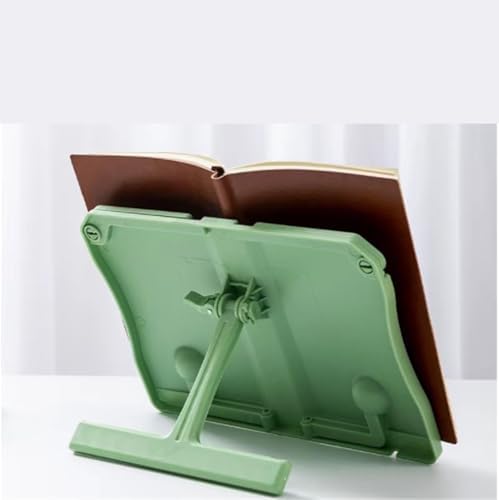 Adjustable Foldable Cookbook Stand with Page Clips - Green