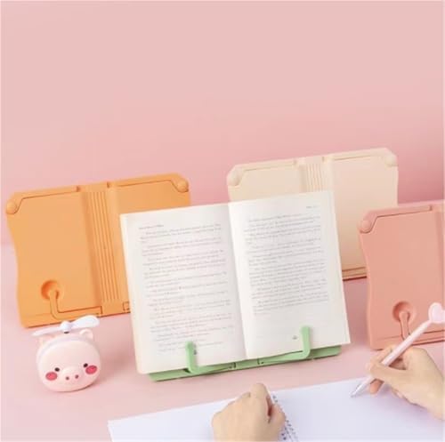Adjustable Foldable Cookbook Stand with Page Clips - Green