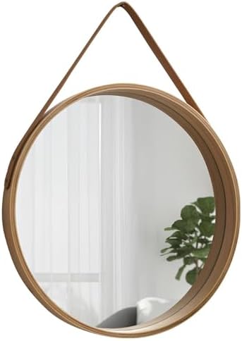 LTSRLL Wooden Round Wall Mirror with Sturdy Chain 1
