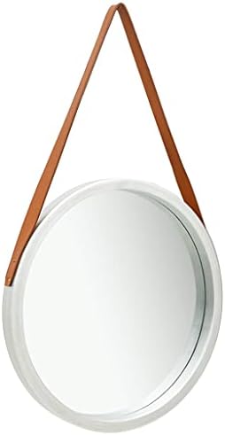 Retro Silver Round Wall Mirror with Strap