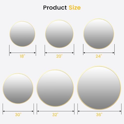 Modern 30 Inch Round Mirror with Durable Metal Frame