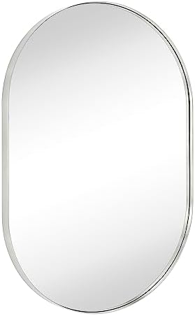 TEHOME Brushed Nickel Oval Mirror 30x40 Inch
