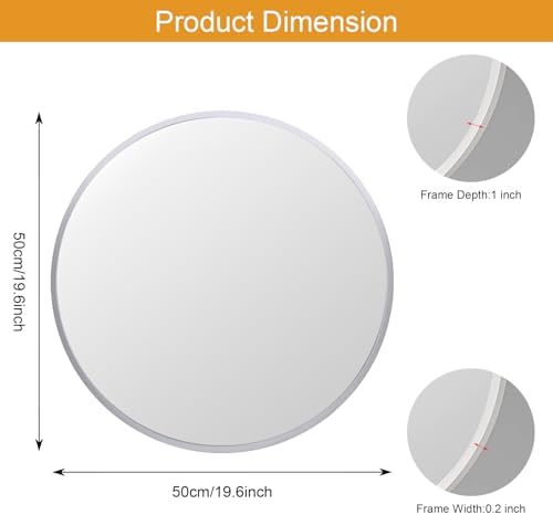 20 Inch White Round Mirror with Aluminum Alloy Frame